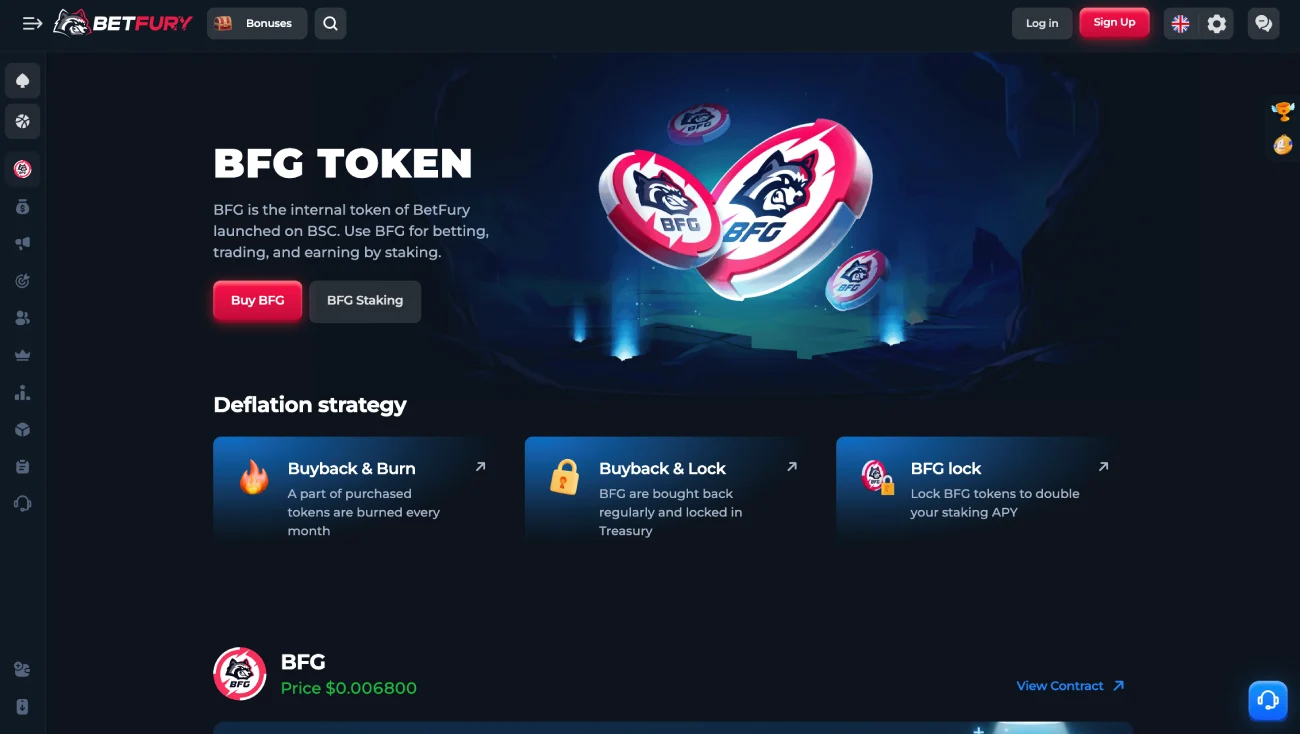 BetFury casino dashboard screenshot
